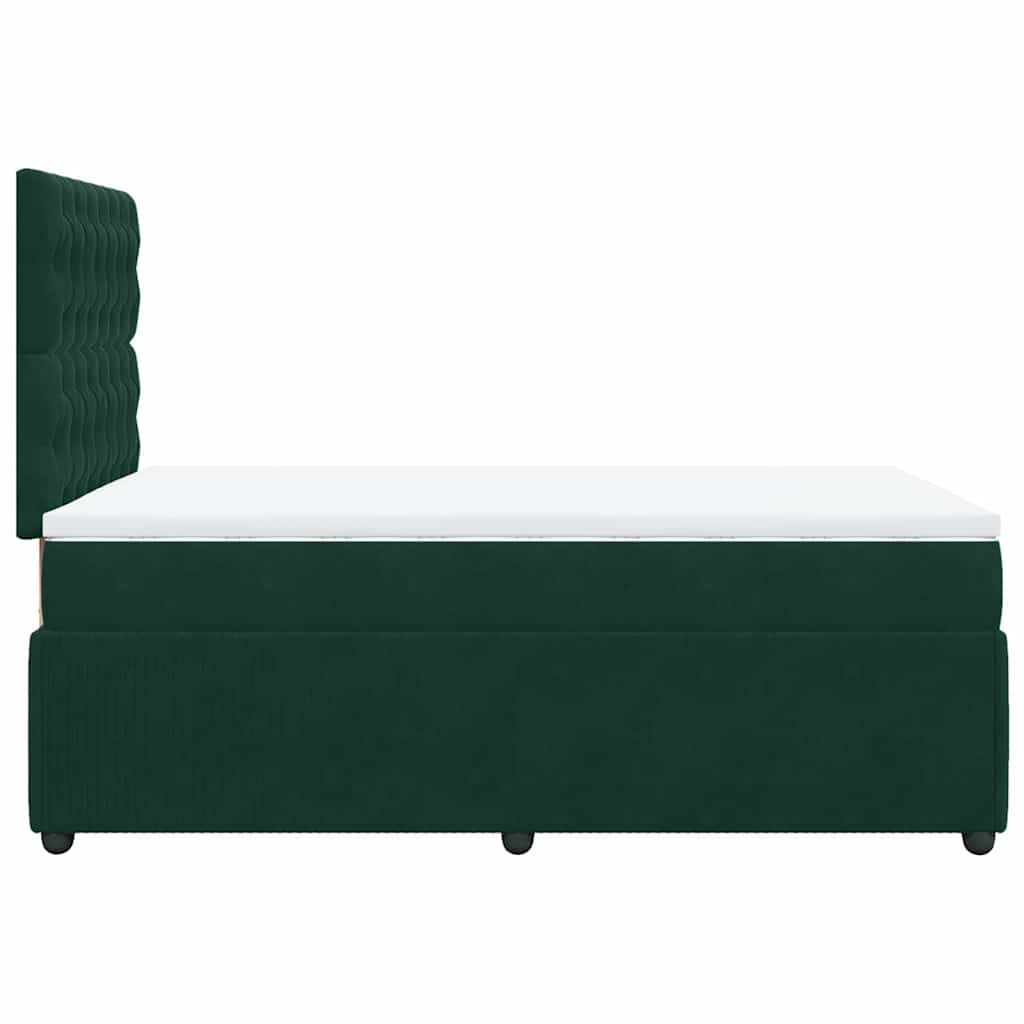 vidaXL Κρεβάτι Boxspring με Στρώμα Σκούρο Πράσινο 120x200εκ. Βελούδινο