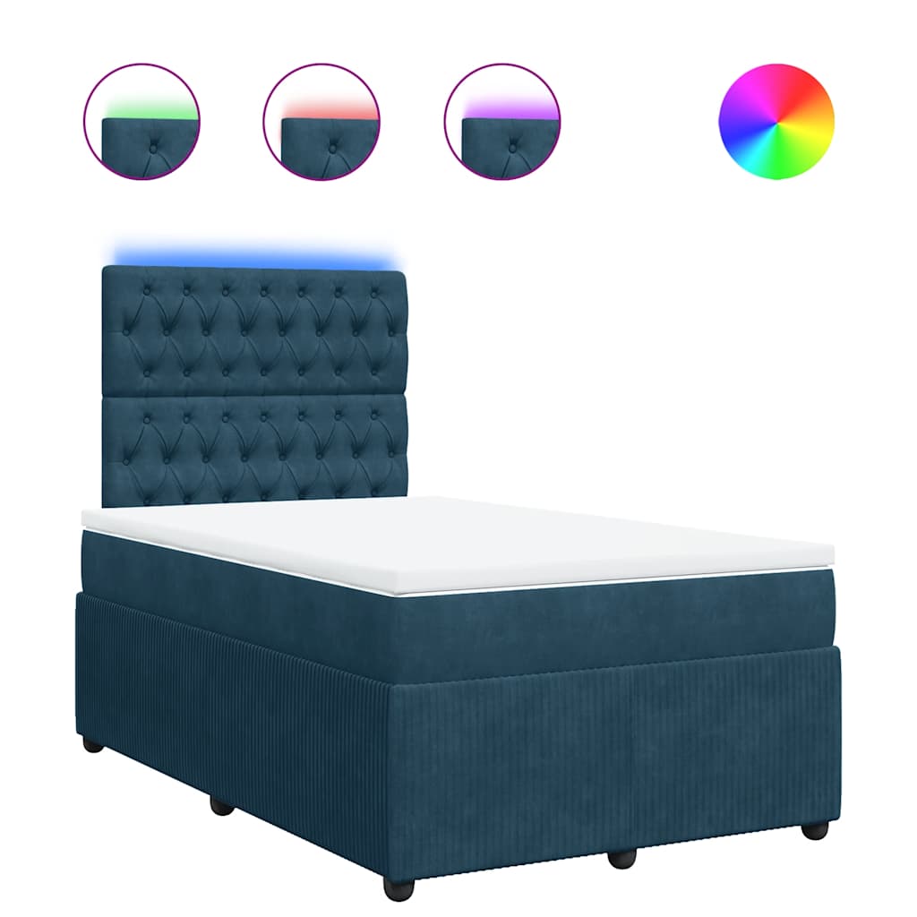 vidaXL Κρεβάτι Boxspring με Στρώμα Μπλε 120x200 εκ. Βελούδινο