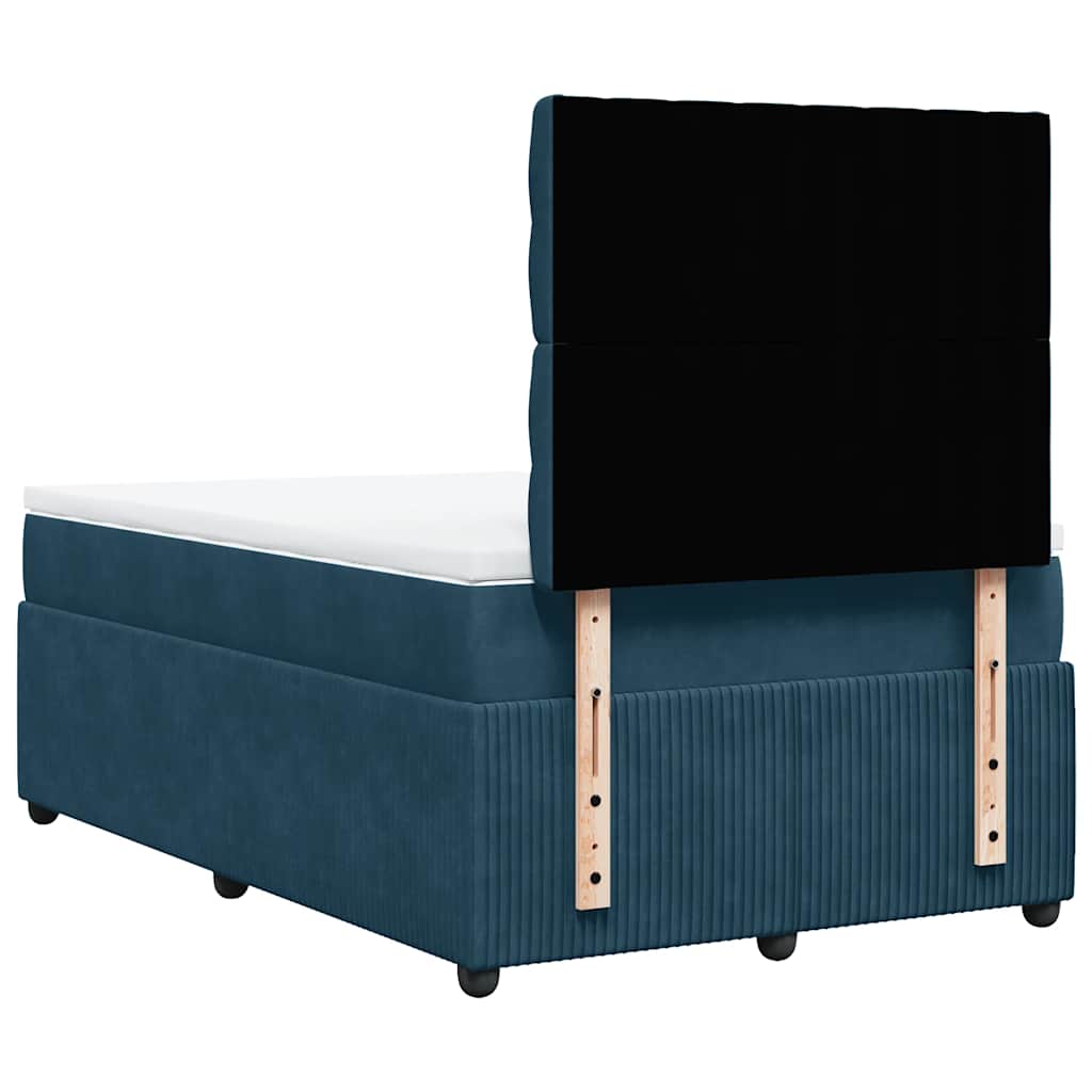 vidaXL Κρεβάτι Boxspring με Στρώμα Μπλε 120x200 εκ. Βελούδινο