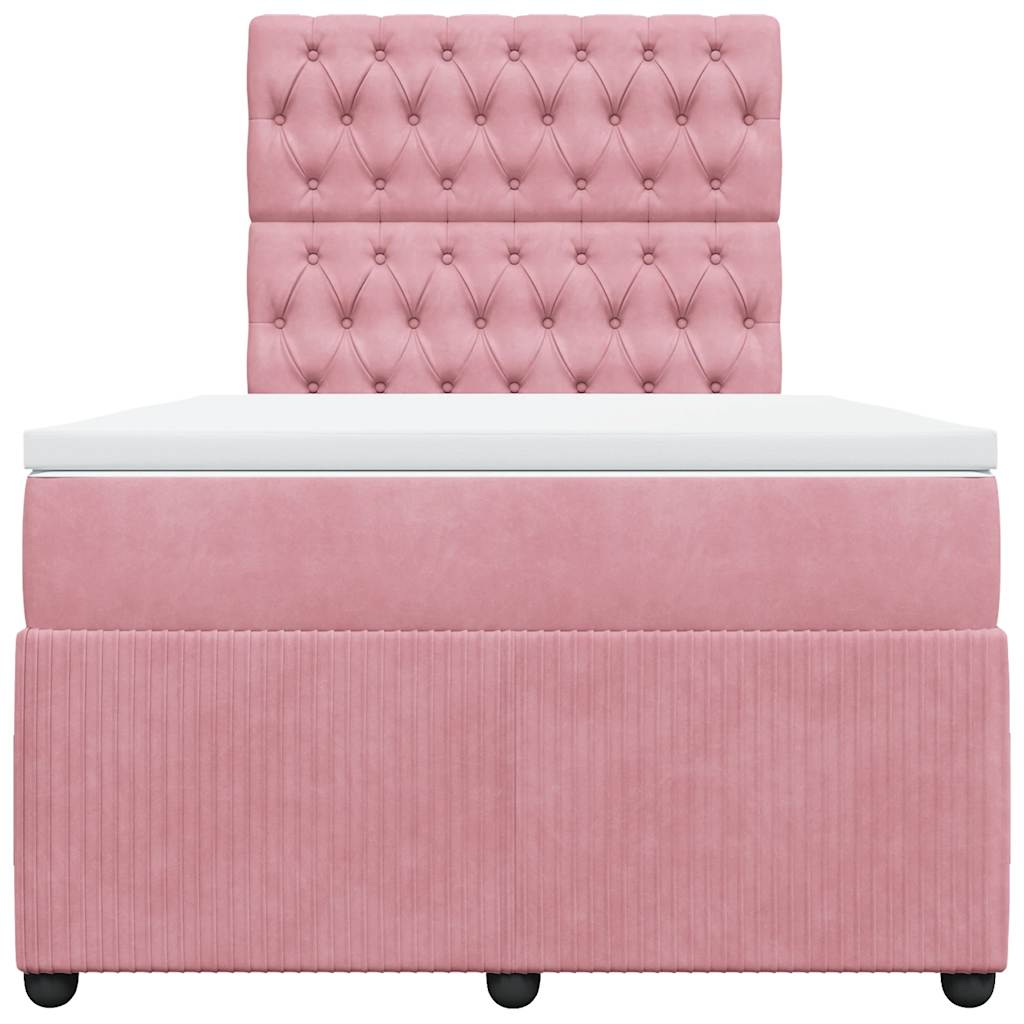 vidaXL Κρεβάτι Boxspring με Στρώμα Ροζ 120x200 εκ. Βελούδινο