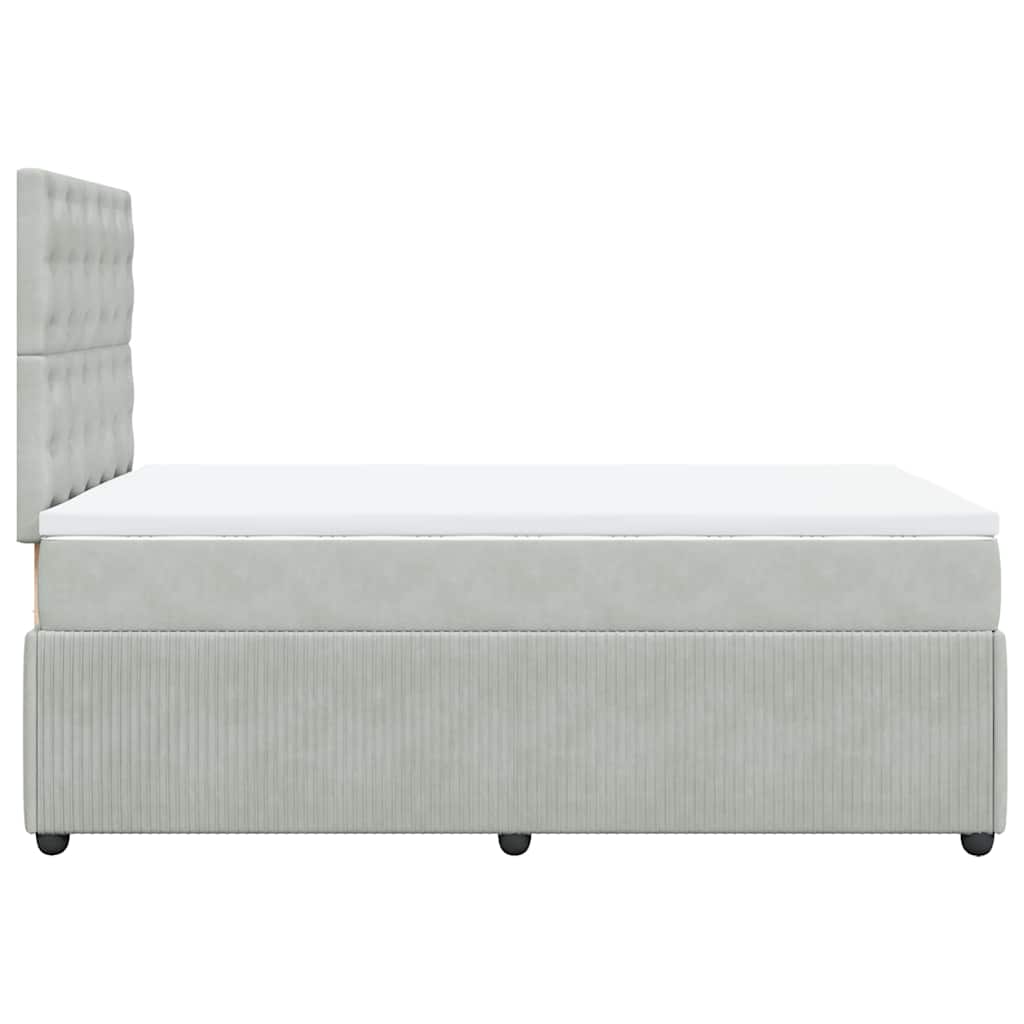 vidaXL Κρεβάτι Boxspring με Στρώμα Ανοιχτό Γκρι 120x200 εκ. Βελούδινο
