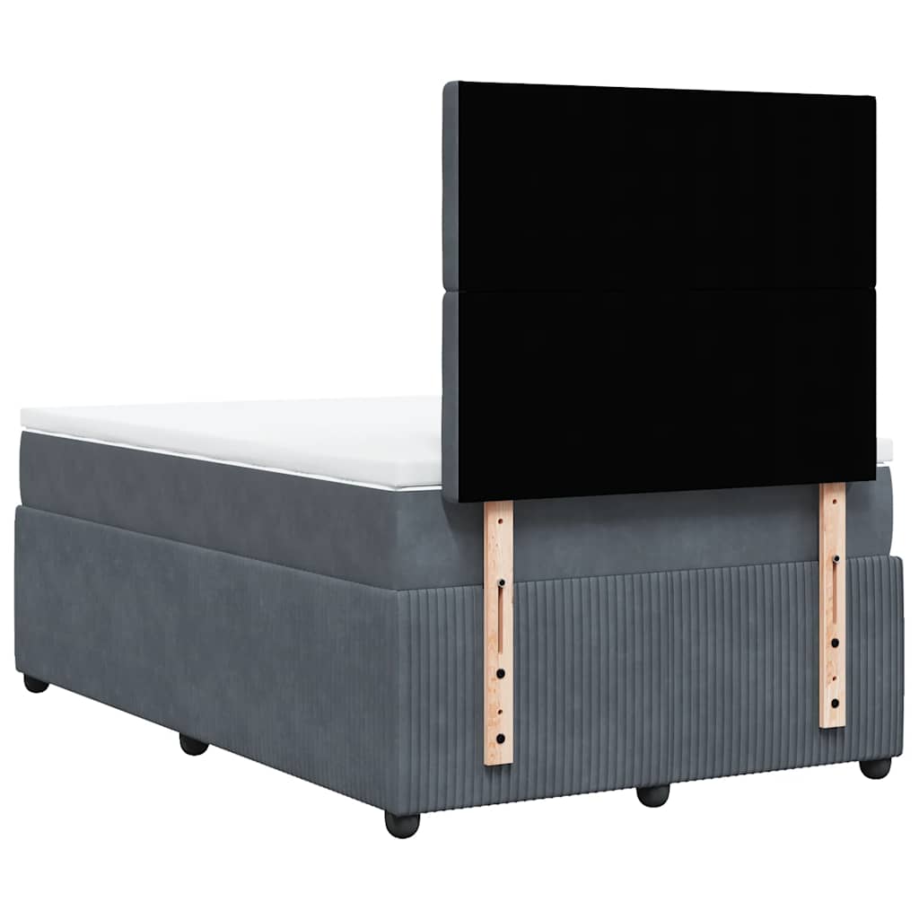 vidaXL Κρεβάτι Boxspring με Στρώμα Σκούρο Γκρι 120x200 εκ. Βελούδινο