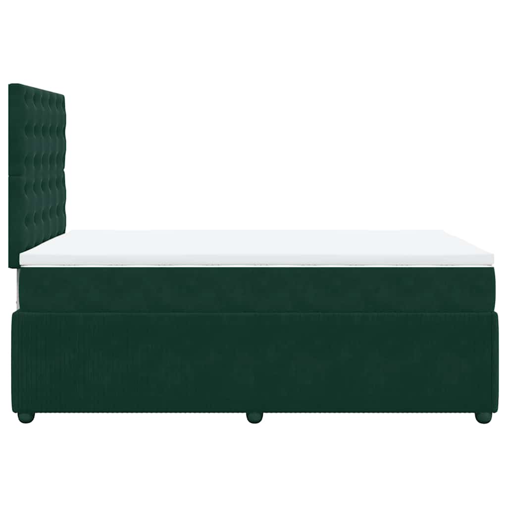 vidaXL Κρεβάτι Boxspring με Στρώμα Σκούρο Πράσινο 120x200εκ. Βελούδινο