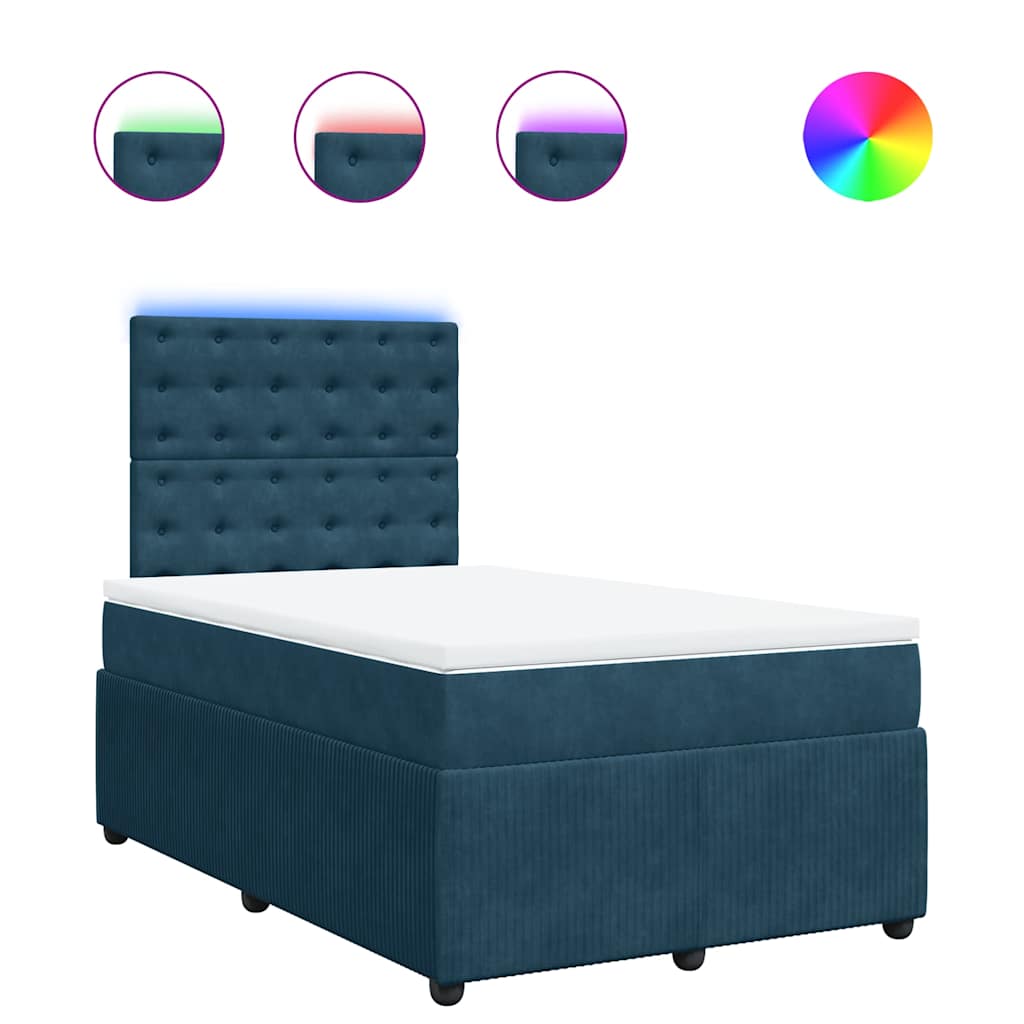 vidaXL Κρεβάτι Boxspring με Στρώμα Μπλε 120x200 εκ. Βελούδινο