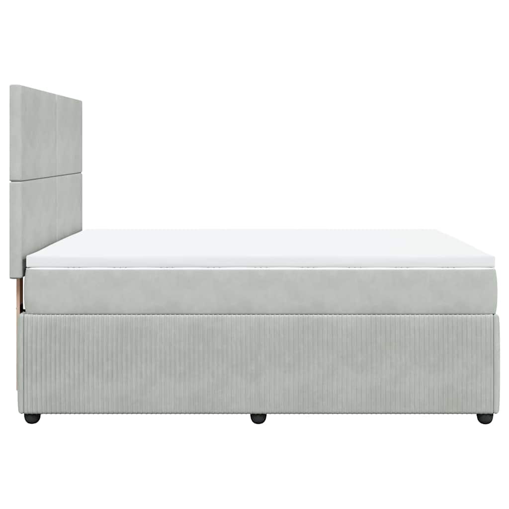 vidaXL Κρεβάτι Boxspring με Στρώμα Ανοιχτό Γκρι 140x190 εκ. Βελούδινο