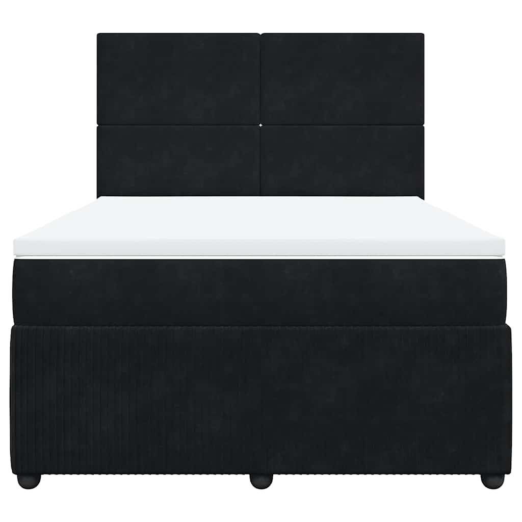 vidaXL Κρεβάτι Boxspring με Στρώμα Μαύρο 140x190 εκ. Βελούδινο