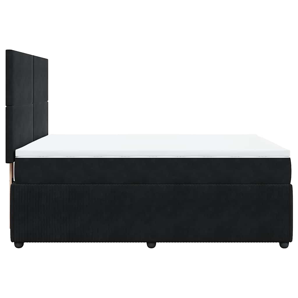 vidaXL Κρεβάτι Boxspring με Στρώμα Μαύρο 140x190 εκ. Βελούδινο