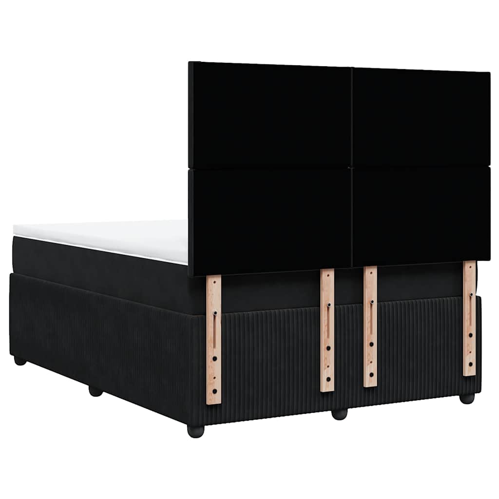 vidaXL Κρεβάτι Boxspring με Στρώμα Μαύρο 140x190 εκ. Βελούδινο