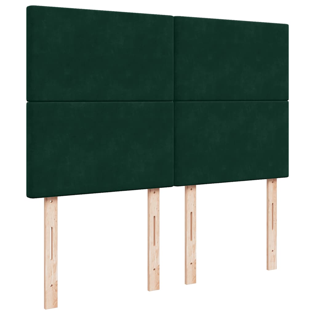 vidaXL Κρεβάτι Boxspring με Στρώμα Σκούρο Πράσινο 140x190εκ. Βελούδινο