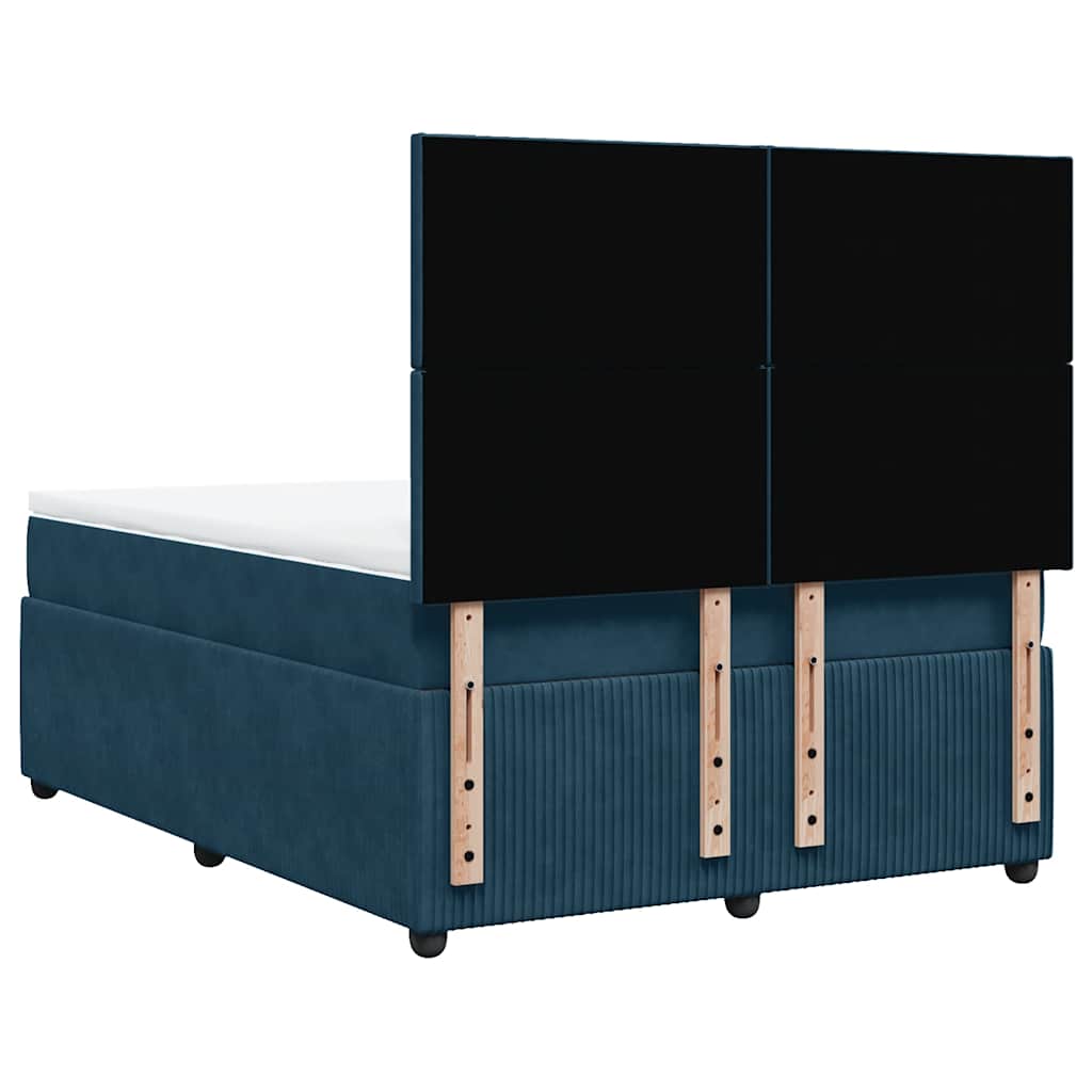 vidaXL Κρεβάτι Boxspring με Στρώμα Μπλε 140x190 εκ. Βελούδινο