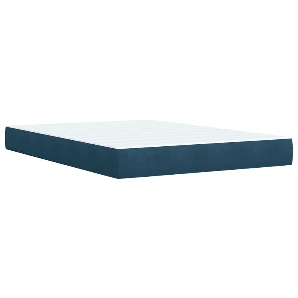 vidaXL Κρεβάτι Boxspring με Στρώμα Μπλε 140x190 εκ. Βελούδινο
