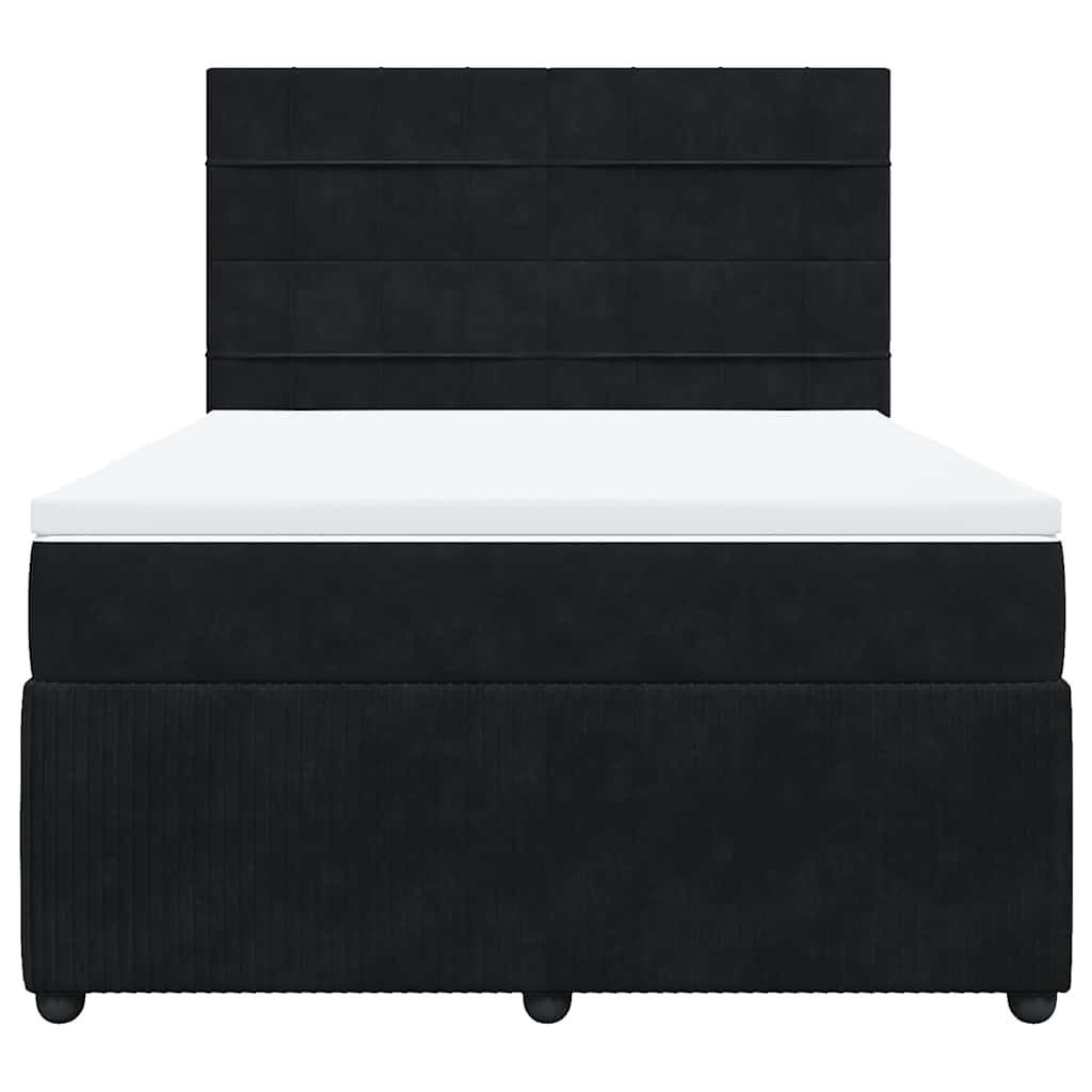 vidaXL Κρεβάτι Boxspring με Στρώμα Μαύρο 140x190 εκ. Βελούδινο