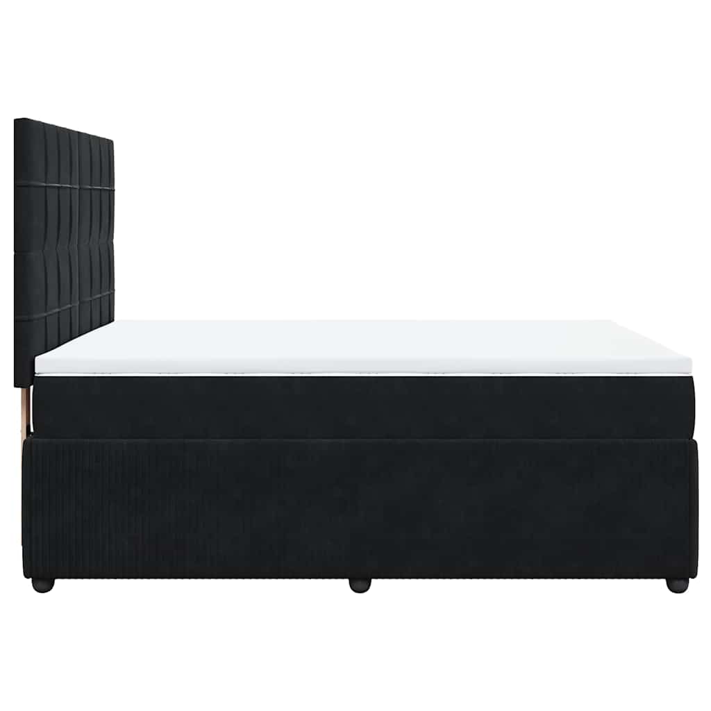 vidaXL Κρεβάτι Boxspring με Στρώμα Μαύρο 140x190 εκ. Βελούδινο