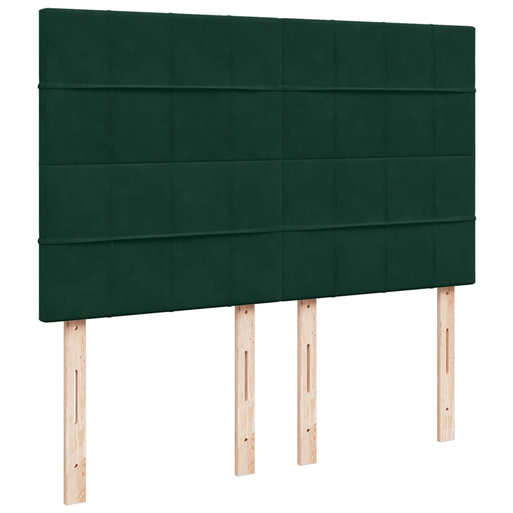 vidaXL Κρεβάτι Boxspring με Στρώμα Σκούρο Πράσινο 140x190εκ. Βελούδινο