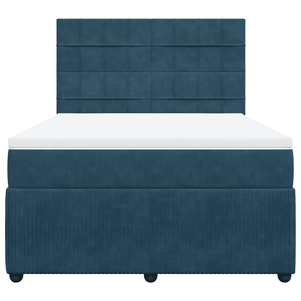 vidaXL Κρεβάτι Boxspring με Στρώμα Μπλε 140x190 εκ. Βελούδινο