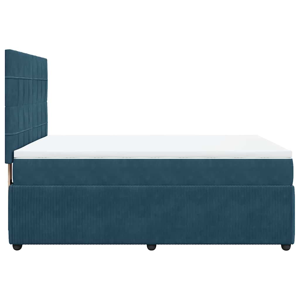 vidaXL Κρεβάτι Boxspring με Στρώμα Μπλε 140x190 εκ. Βελούδινο