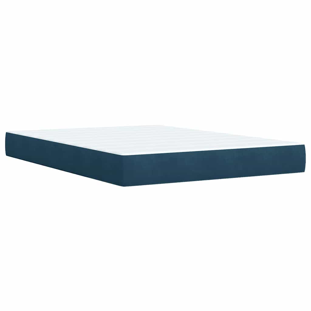 vidaXL Κρεβάτι Boxspring με Στρώμα Μπλε 140x190 εκ. Βελούδινο