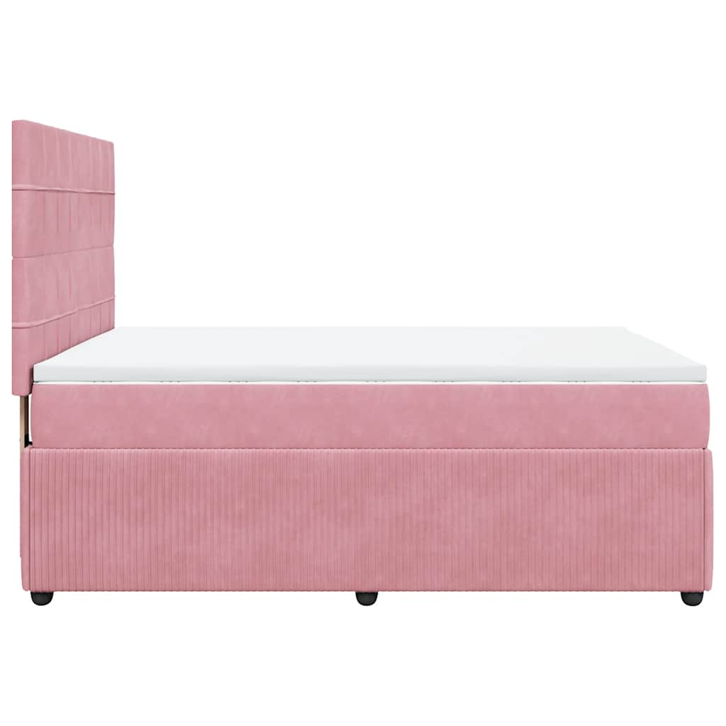 vidaXL Κρεβάτι Boxspring με Στρώμα Ροζ 140x190 εκ. Βελούδινο