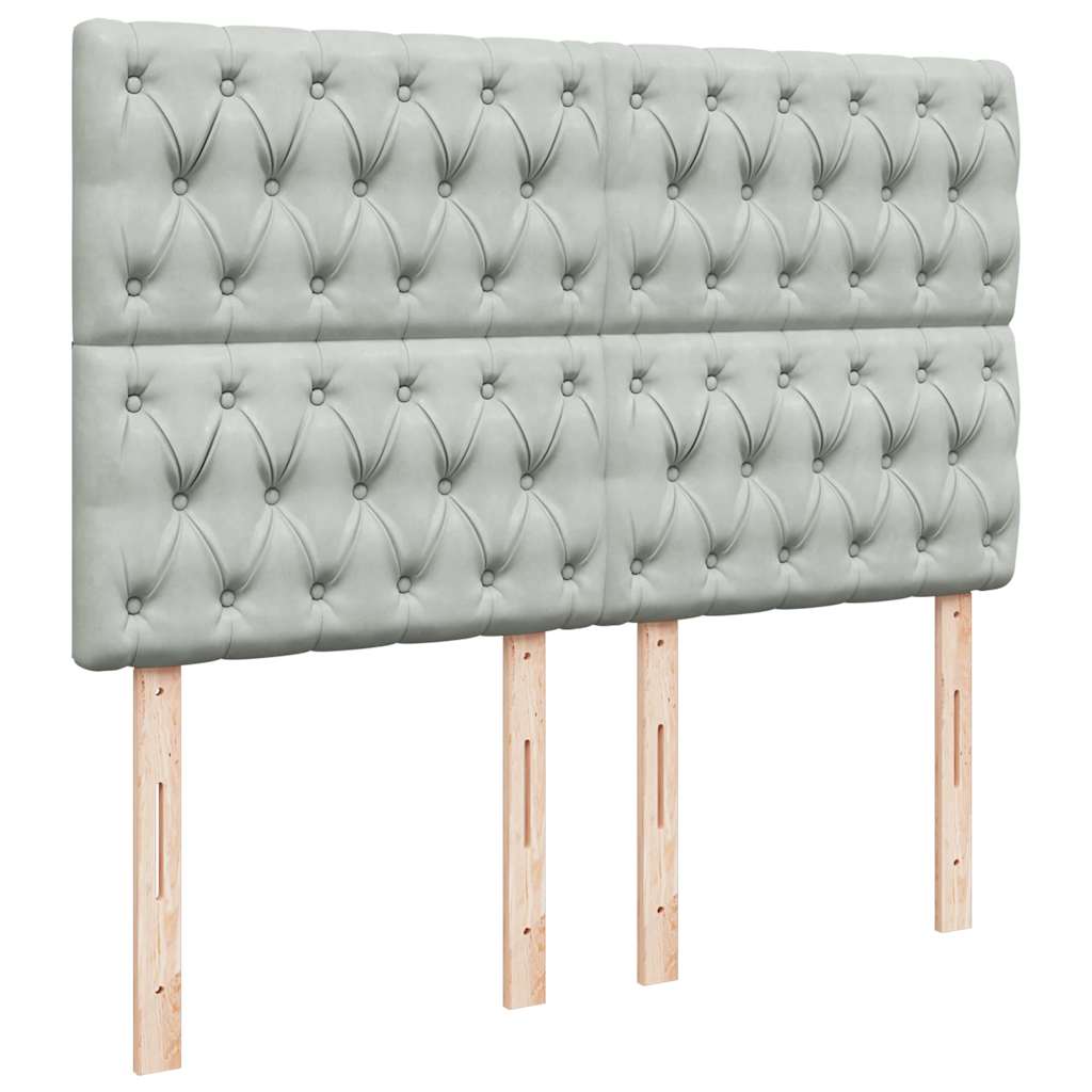 vidaXL Κρεβάτι Boxspring με Στρώμα Ανοιχτό Γκρι 140x190 εκ. Βελούδινο