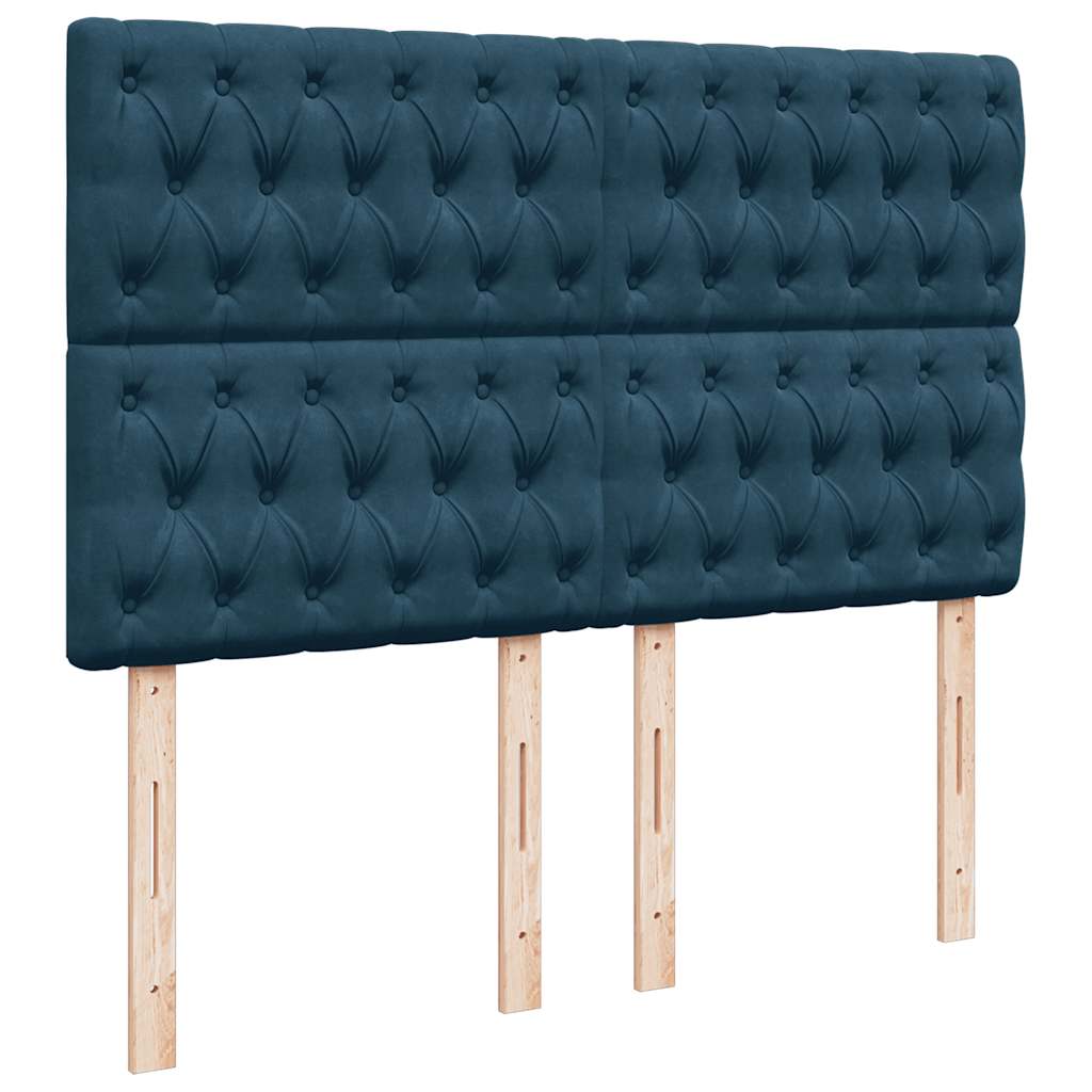 vidaXL Κρεβάτι Boxspring με Στρώμα Μπλε 140x190 εκ. Βελούδινο