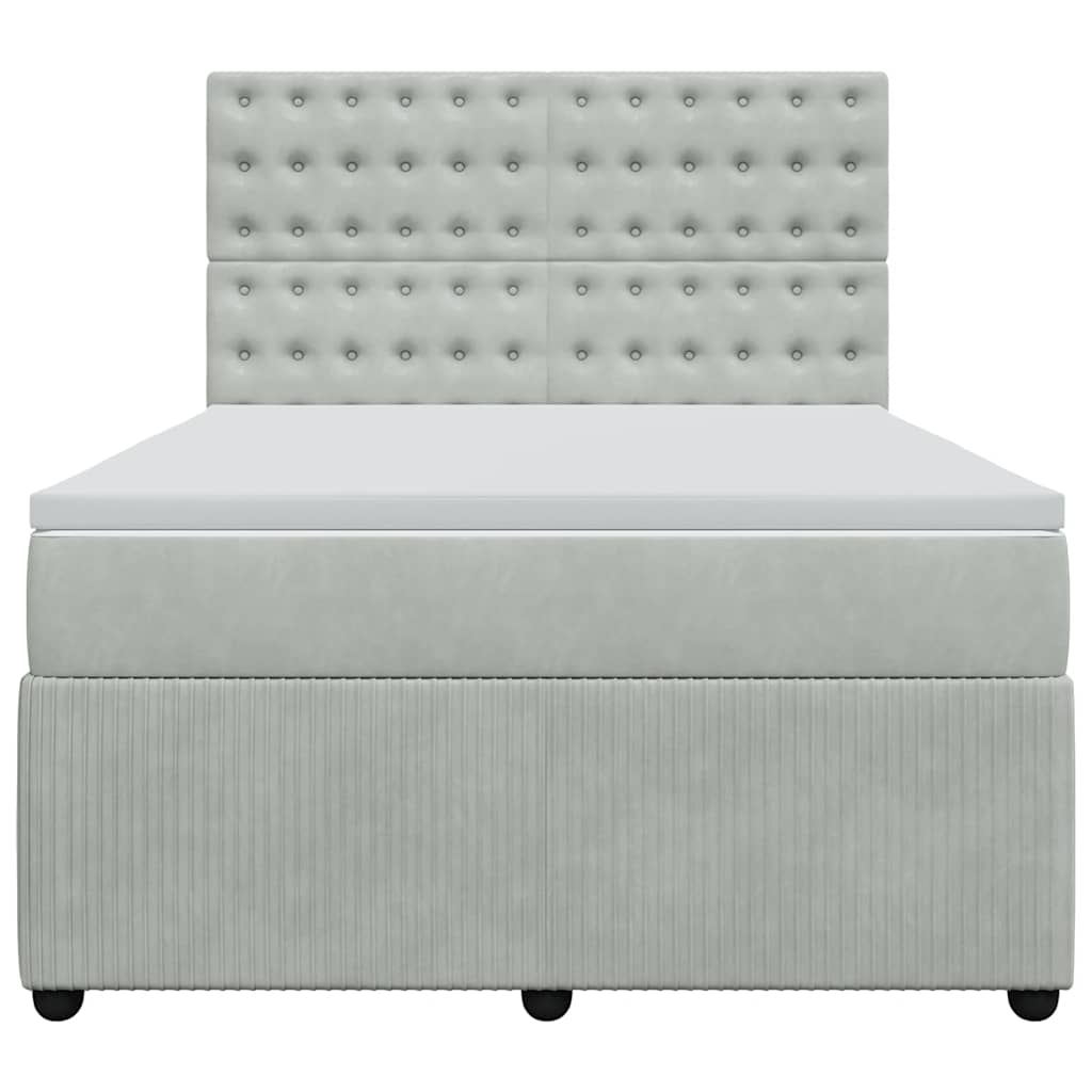 vidaXL Κρεβάτι Boxspring με Στρώμα Ανοιχτό Γκρι 140x190 εκ. Βελούδινο