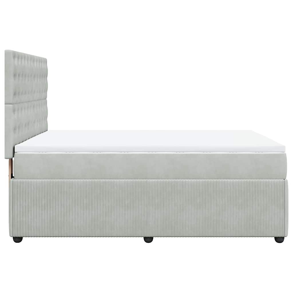 vidaXL Κρεβάτι Boxspring με Στρώμα Ανοιχτό Γκρι 140x190 εκ. Βελούδινο