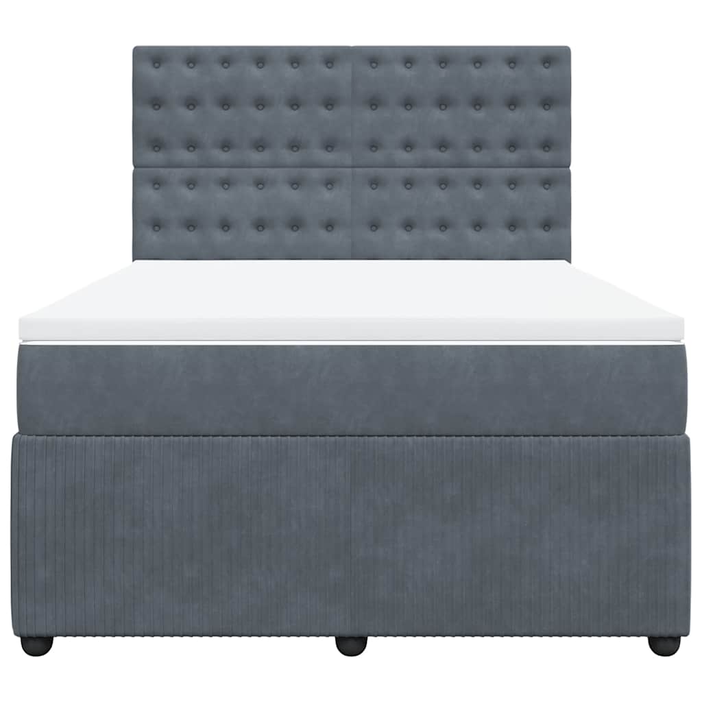 vidaXL Κρεβάτι Boxspring με Στρώμα Σκούρο Γκρι 140x190 εκ. Βελούδινο