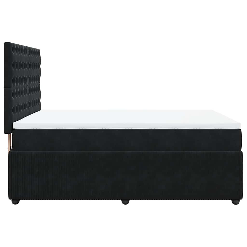 vidaXL Κρεβάτι Boxspring με Στρώμα Μαύρο 140x190 εκ. Βελούδινο