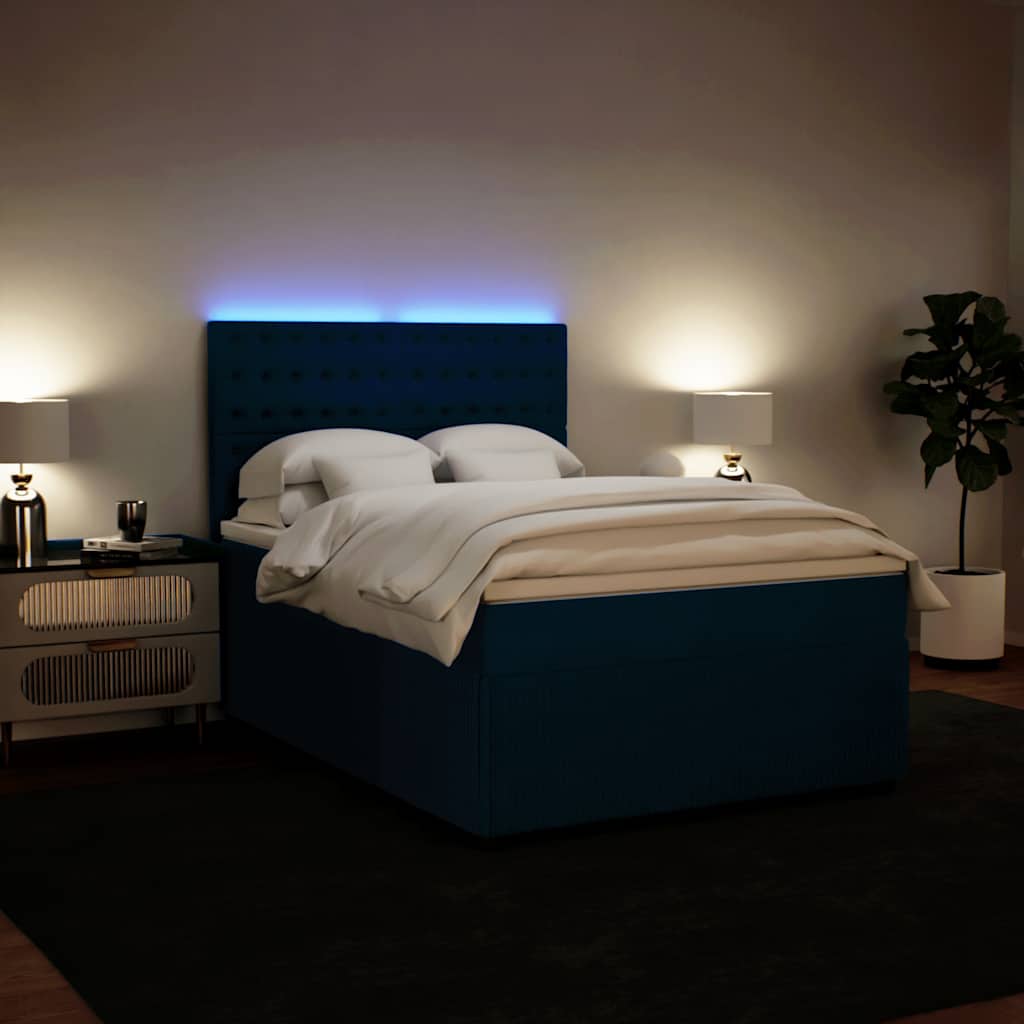 vidaXL Κρεβάτι Boxspring με Στρώμα Μπλε 140x190 εκ. Βελούδινο
