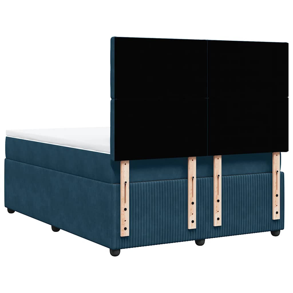 vidaXL Κρεβάτι Boxspring με Στρώμα Μπλε 140x190 εκ. Βελούδινο