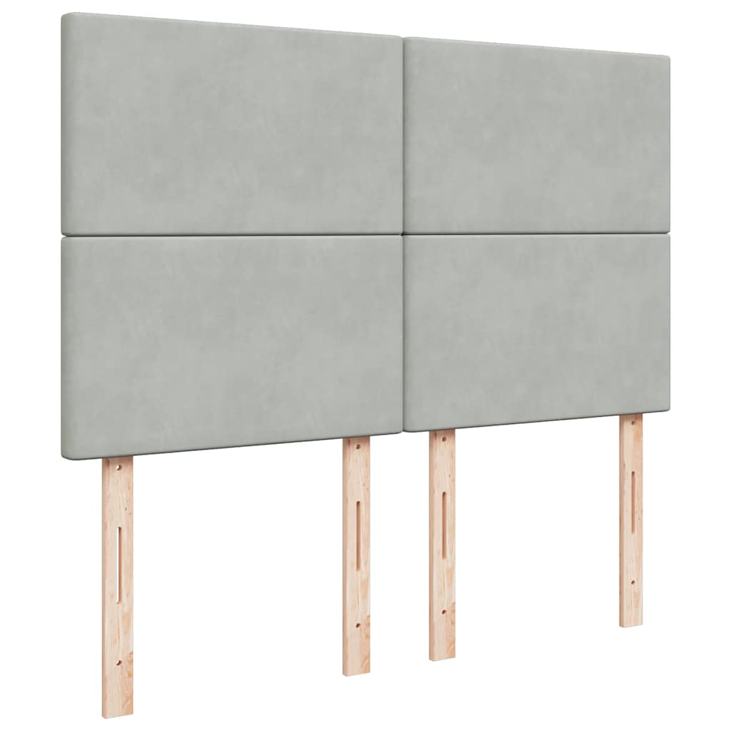 vidaXL Κρεβάτι Boxspring με Στρώμα Ανοιχτό Γκρι 140x200 εκ. Βελούδινο