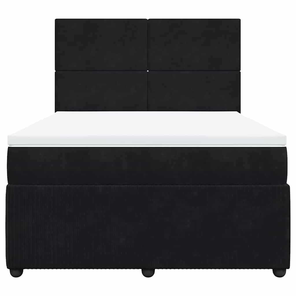 vidaXL Κρεβάτι Boxspring με Στρώμα Μαύρο 140x200 εκ. Βελούδινο