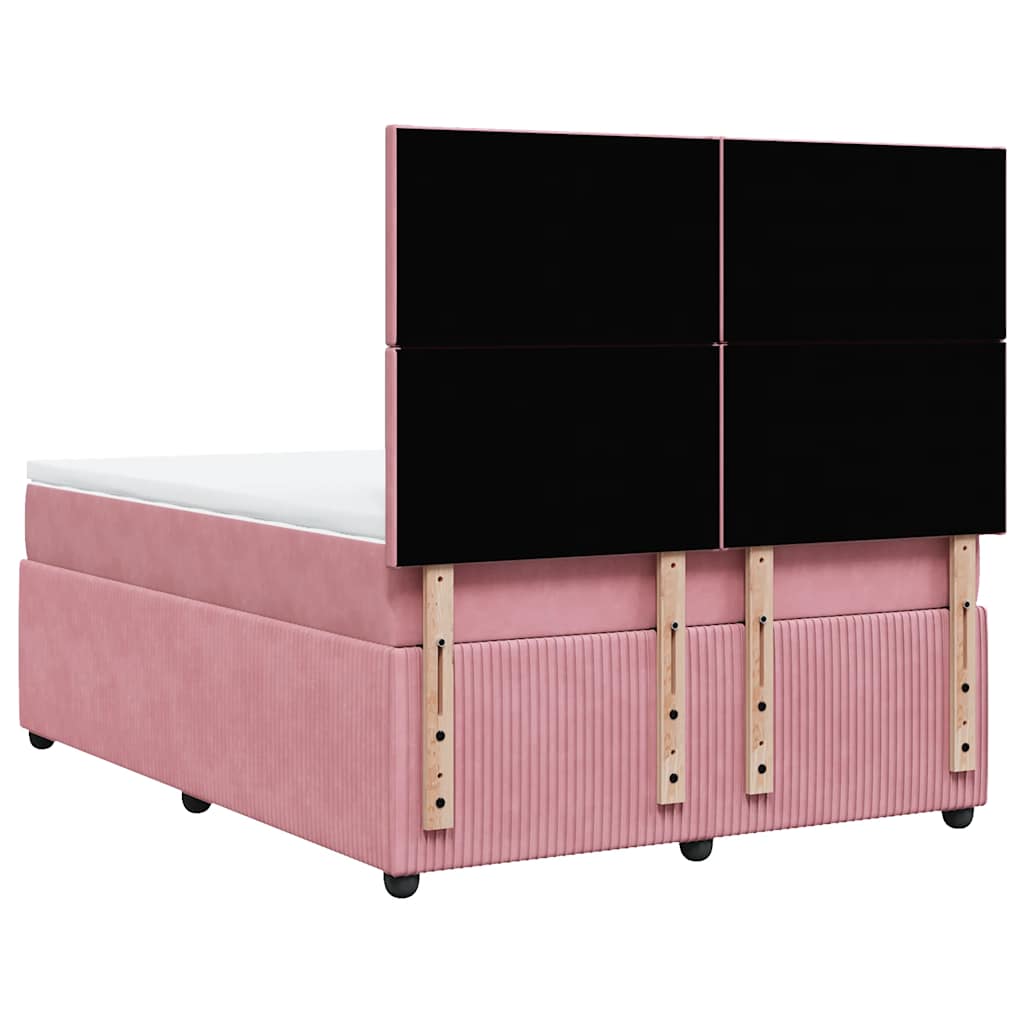 vidaXL Κρεβάτι Boxspring με Στρώμα Ροζ 140x200 εκ. Βελούδινο
