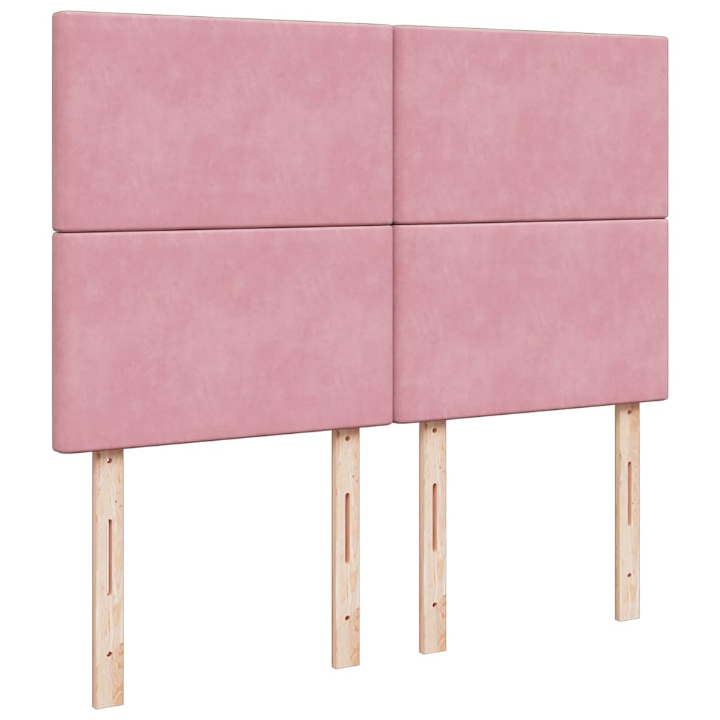 vidaXL Κρεβάτι Boxspring με Στρώμα Ροζ 140x200 εκ. Βελούδινο