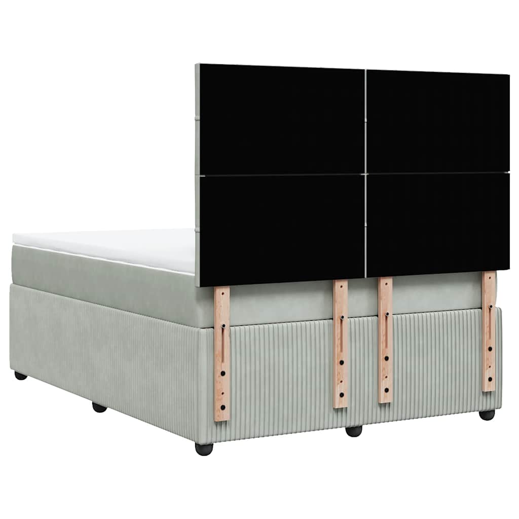 vidaXL Κρεβάτι Boxspring με Στρώμα Ανοιχτό Γκρι 140x200 εκ. Βελούδινο