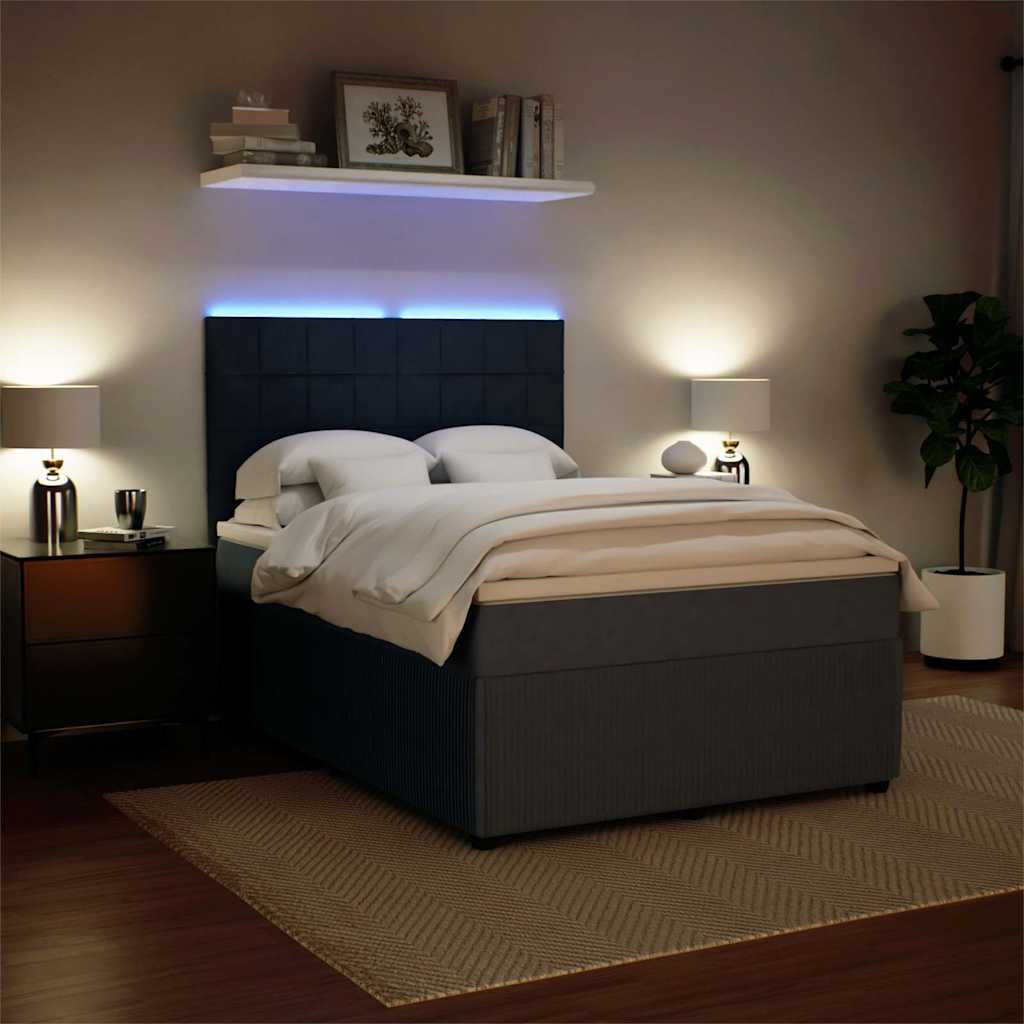 vidaXL Κρεβάτι Boxspring με Στρώμα Σκούρο Γκρι 140x200 εκ. Βελούδινο