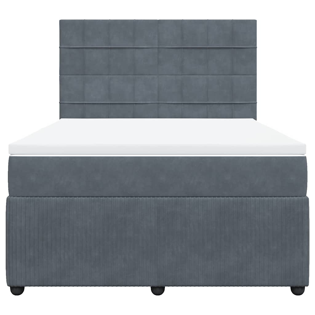 vidaXL Κρεβάτι Boxspring με Στρώμα Σκούρο Γκρι 140x200 εκ. Βελούδινο