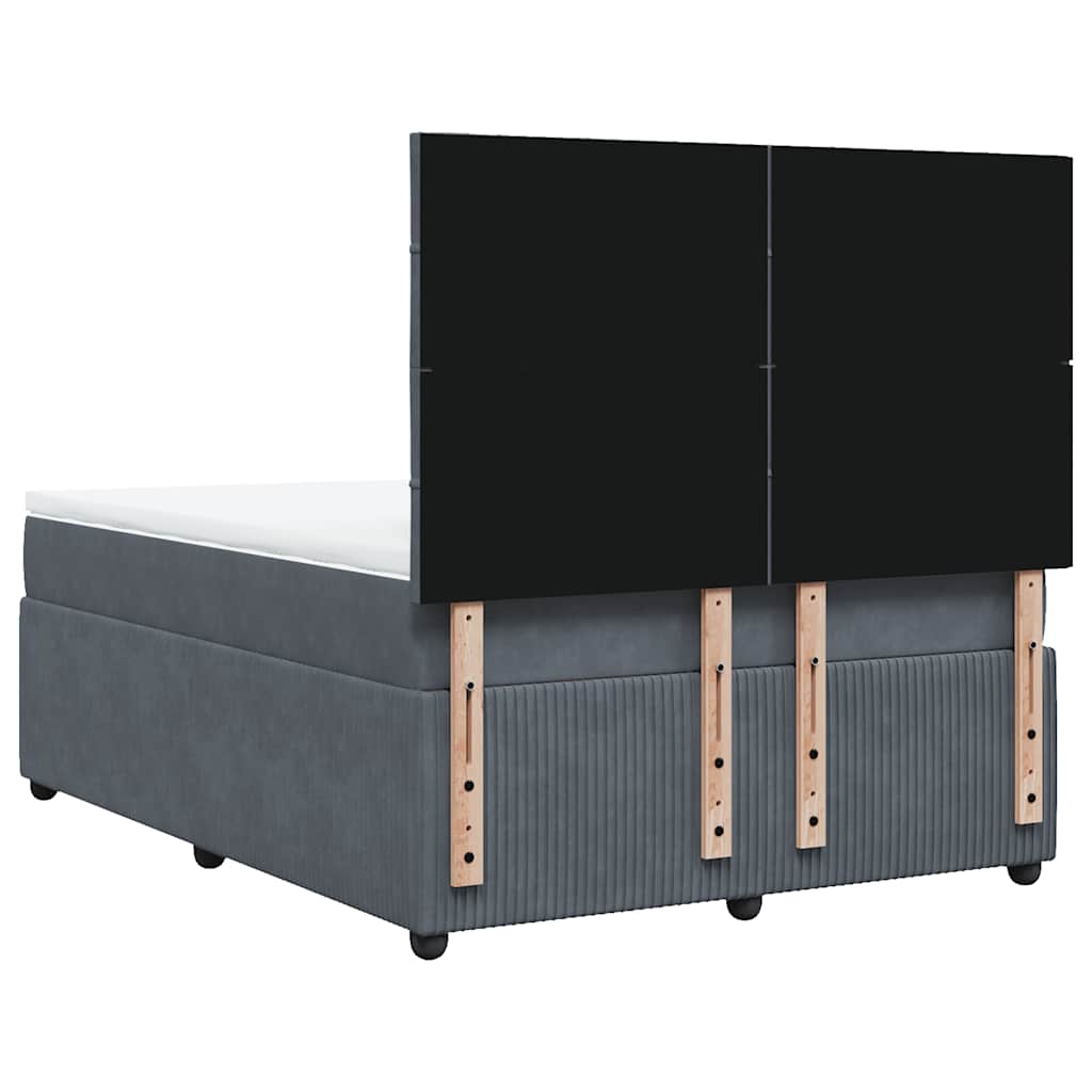 vidaXL Κρεβάτι Boxspring με Στρώμα Σκούρο Γκρι 140x200 εκ. Βελούδινο