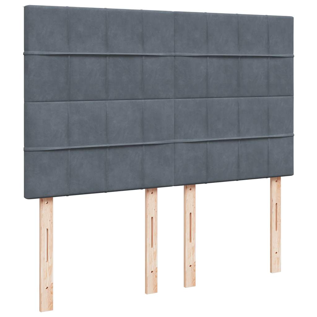 vidaXL Κρεβάτι Boxspring με Στρώμα Σκούρο Γκρι 140x200 εκ. Βελούδινο