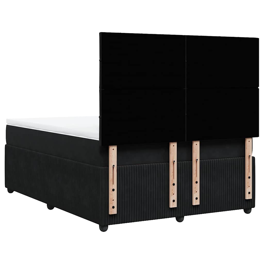 vidaXL Κρεβάτι Boxspring με Στρώμα Μαύρο 140x200 εκ. Βελούδινο