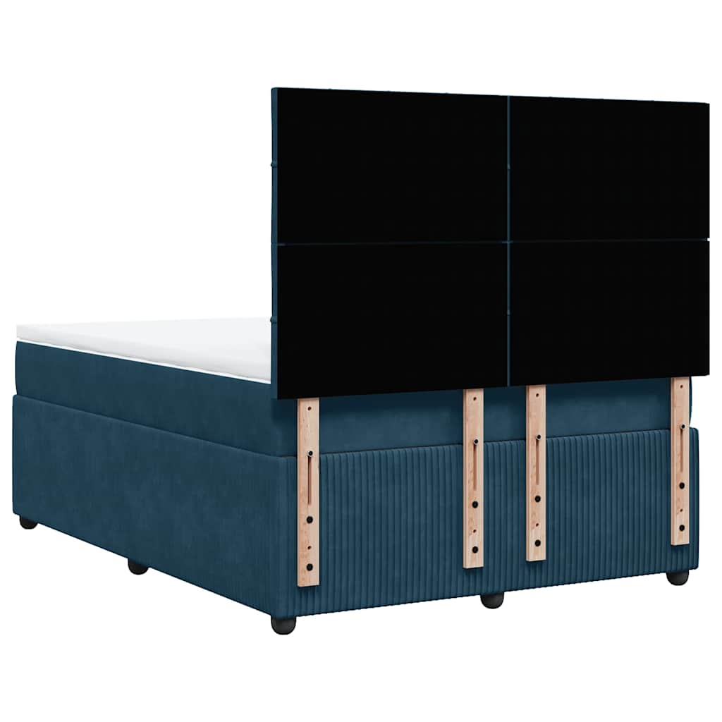 vidaXL Κρεβάτι Boxspring με Στρώμα Μπλε 140x200 εκ. Βελούδινο