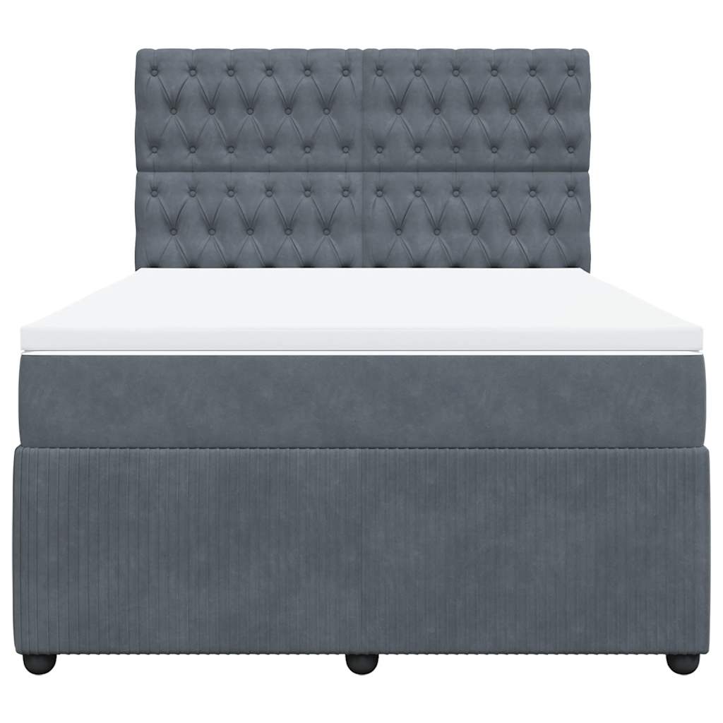 vidaXL Κρεβάτι Boxspring με Στρώμα Σκούρο Γκρι 140x200 εκ. Βελούδινο