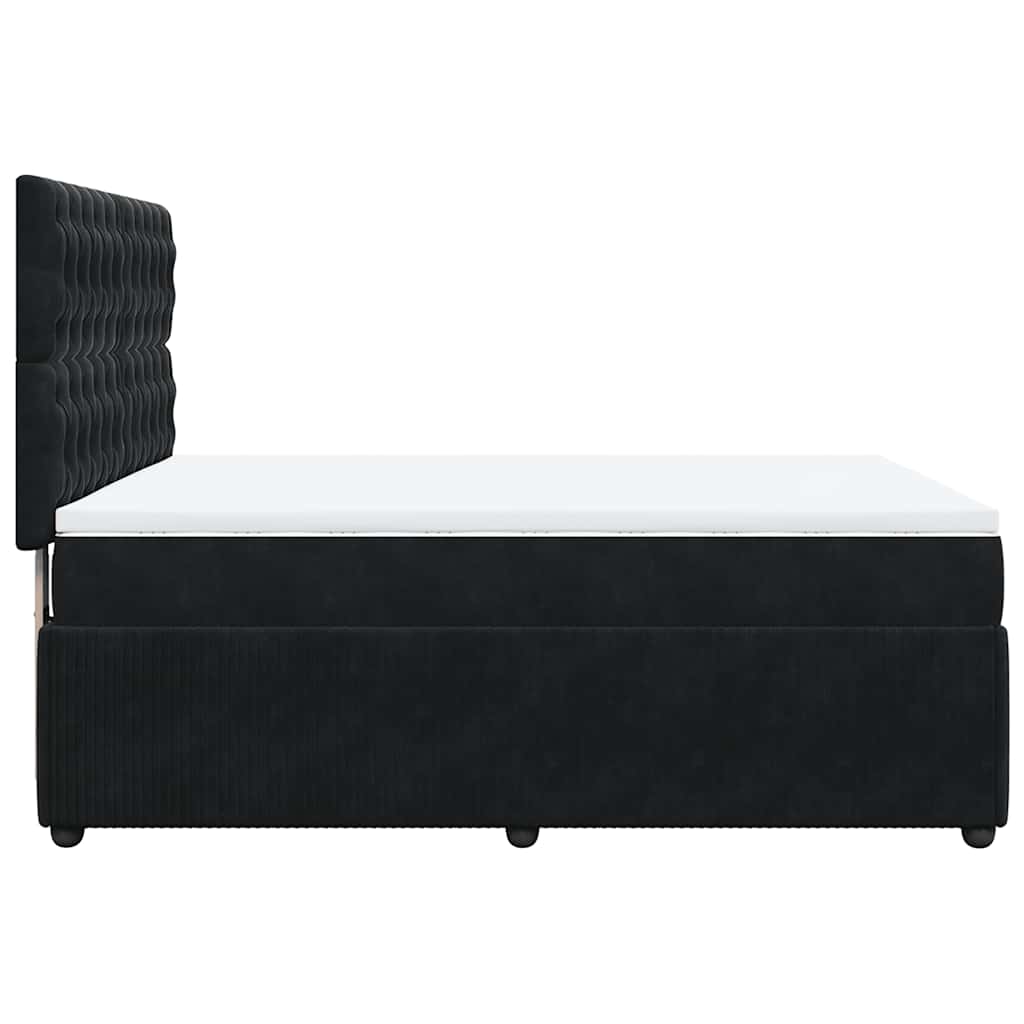 vidaXL Κρεβάτι Boxspring με Στρώμα Μαύρο 140x200 εκ. Βελούδινο