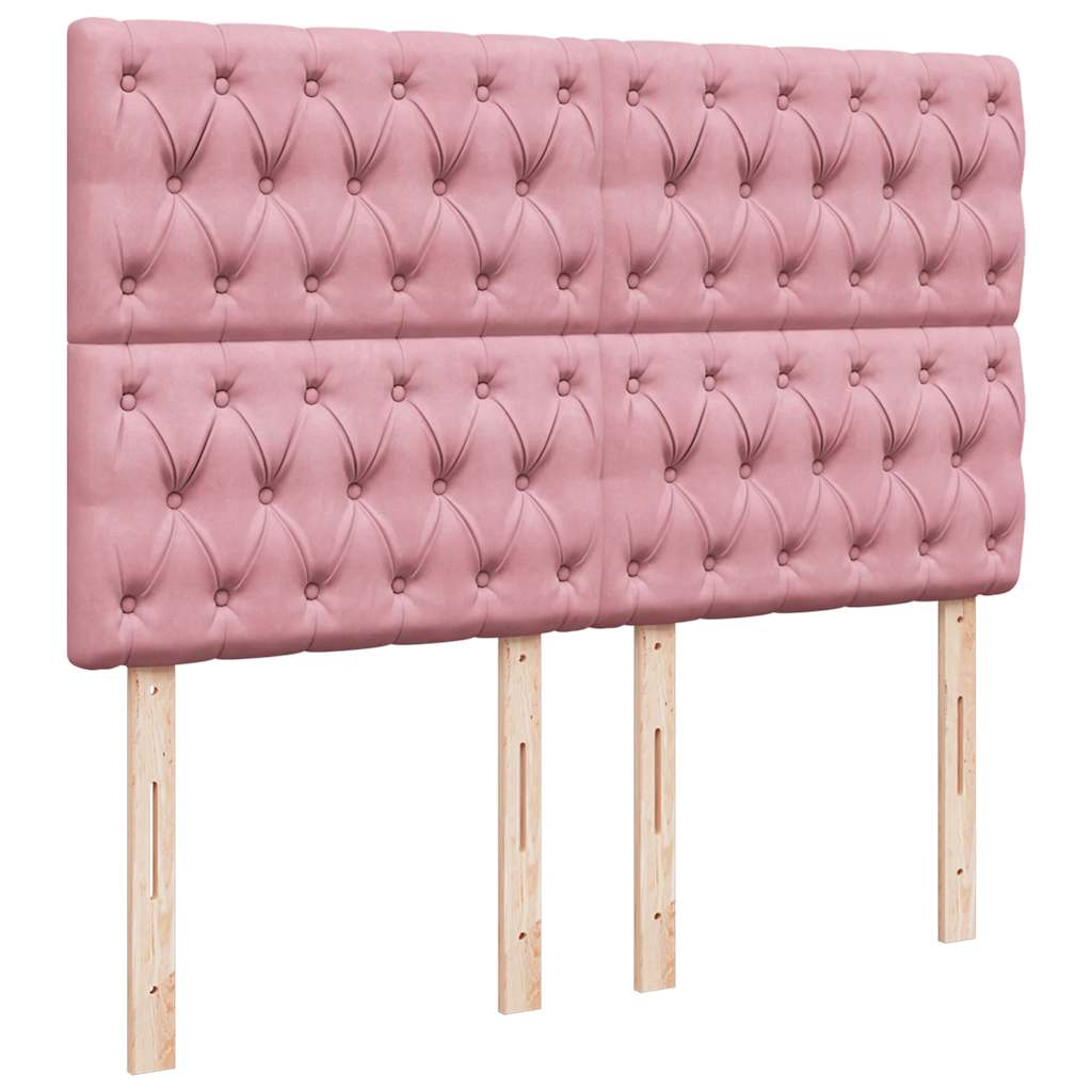 vidaXL Κρεβάτι Boxspring με Στρώμα Ροζ 140x200 εκ. Βελούδινο