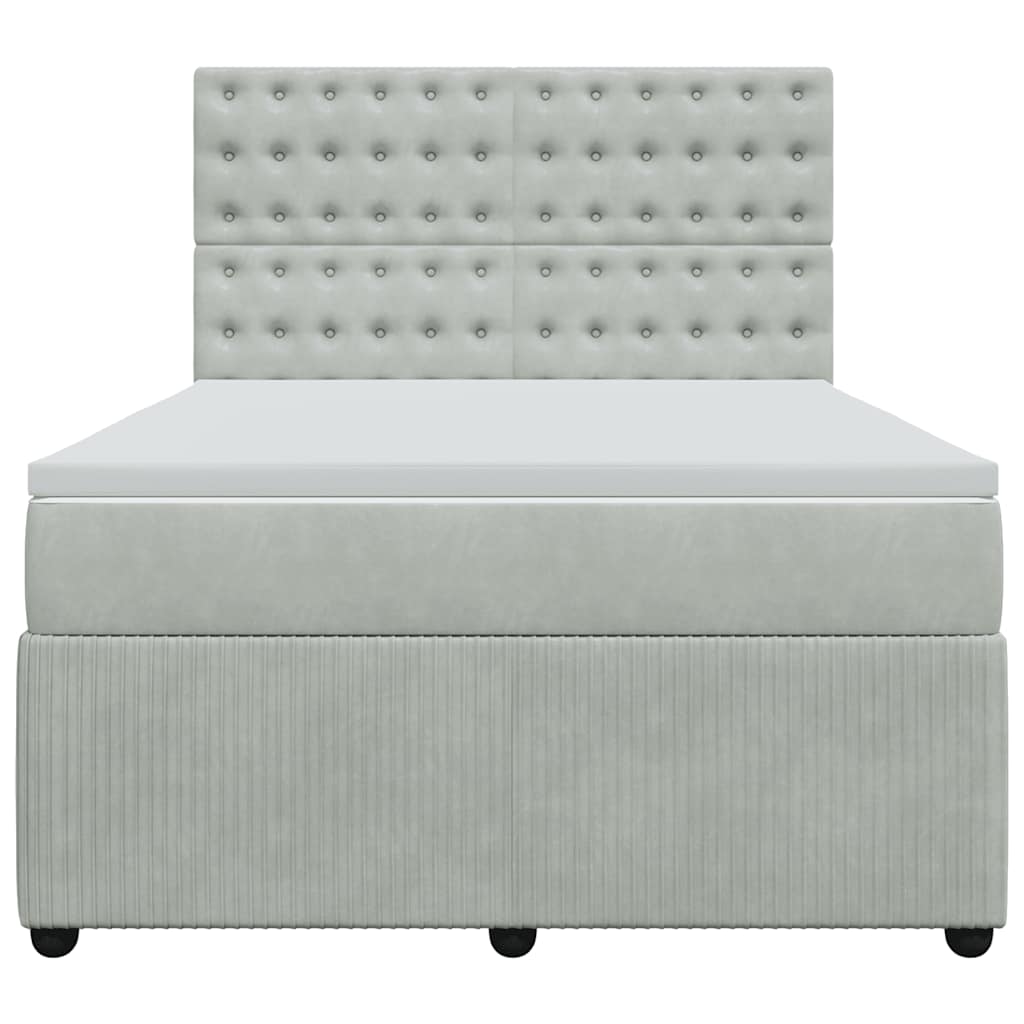 vidaXL Κρεβάτι Boxspring με Στρώμα Ανοιχτό Γκρι 140x200 εκ. Βελούδινο