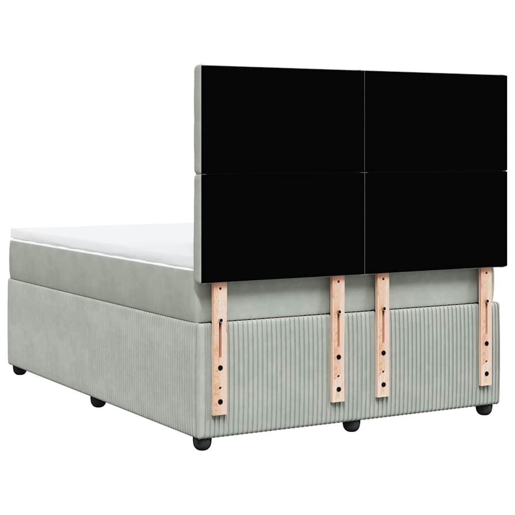 vidaXL Κρεβάτι Boxspring με Στρώμα Ανοιχτό Γκρι 140x200 εκ. Βελούδινο