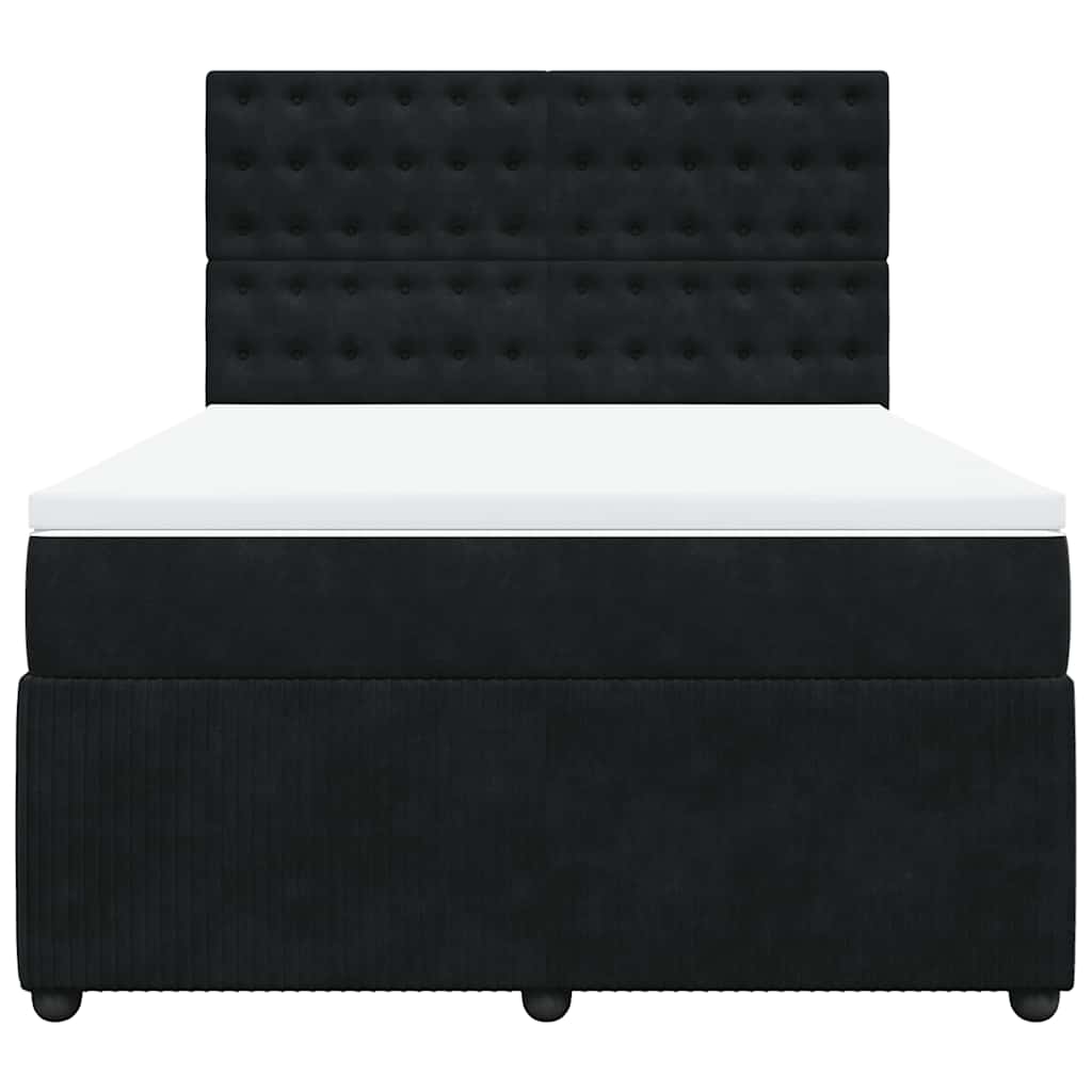 vidaXL Κρεβάτι Boxspring με Στρώμα Μαύρο 140x200 εκ. Βελούδινο