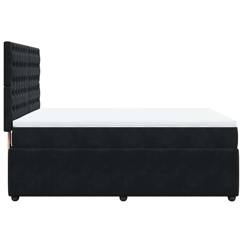 vidaXL Κρεβάτι Boxspring με Στρώμα Μαύρο 140x200 εκ. Βελούδινο