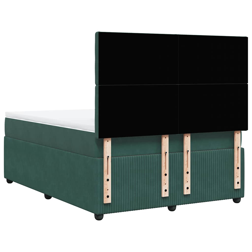 vidaXL Κρεβάτι Boxspring με Στρώμα Σκούρο Πράσινο 140x200εκ. Βελούδινο