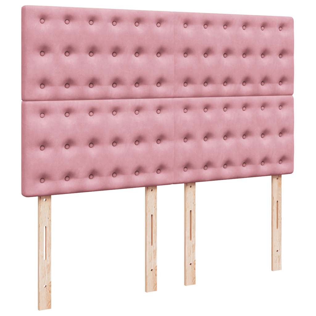 vidaXL Κρεβάτι Boxspring με Στρώμα Ροζ 140x200 εκ. Βελούδινο